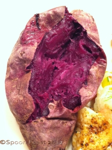 Inside a baked garnet sweet potato; isn't that a great color?!