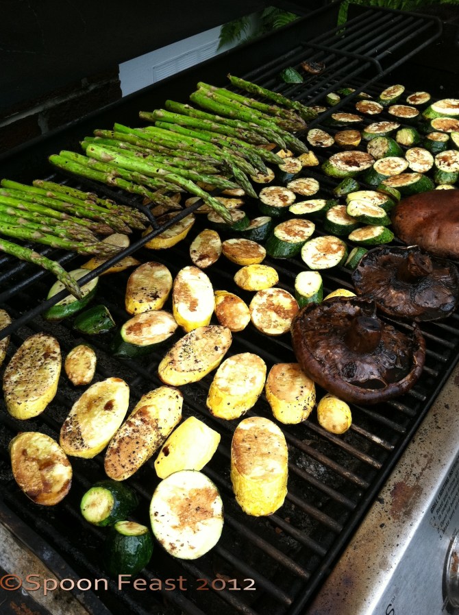 Grill the vegetables, like items together.