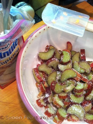 Allow rhubarb, sugar and tapioca to sit 15-30 minutes