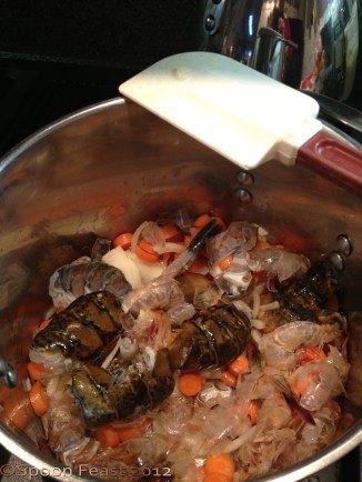 Saute the shells and vegetables