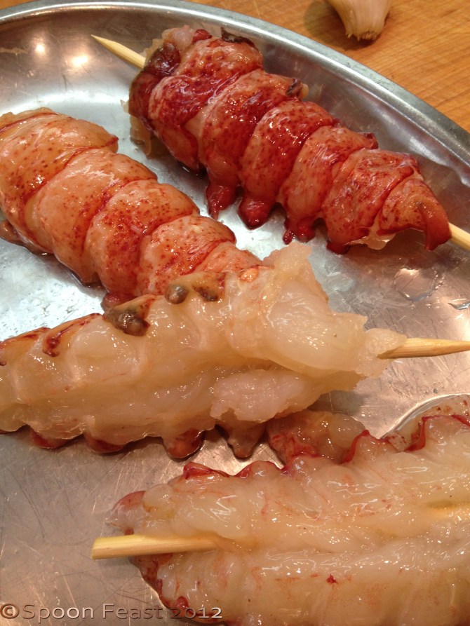 Insert a skewer to prevent curling