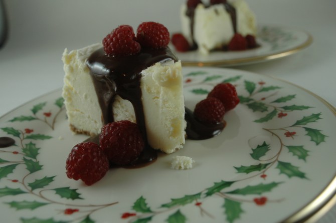 Cheesecake on Christmas China