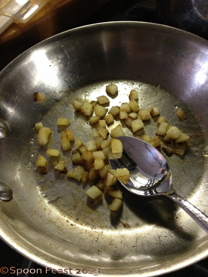 saute the diced apples for garnish