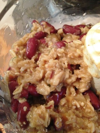 Combine the oats and beans and all the seasonings