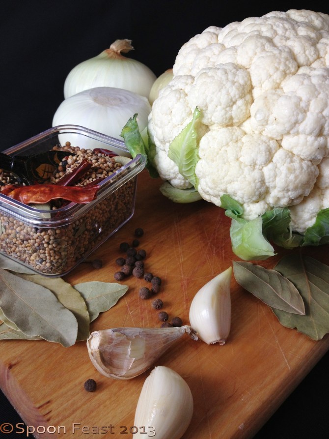 Pickled cauliflower ingredients