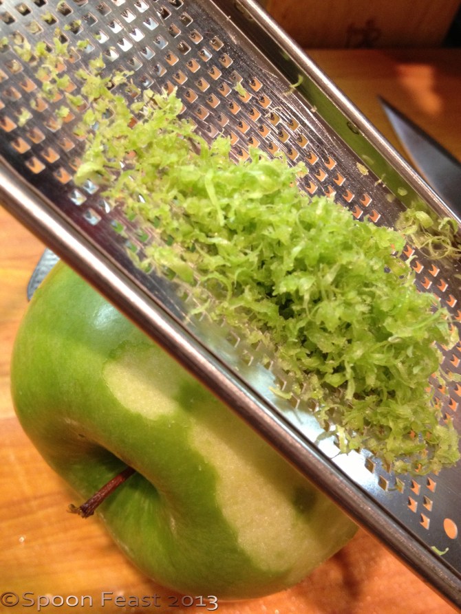 Grate apple peel for pectin