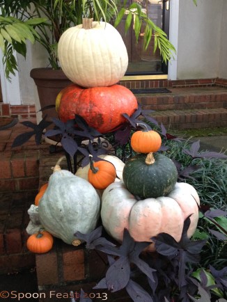 Stacked Pumpkins on the step