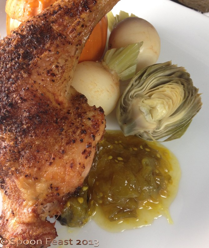 Chow-chow with grilled chicken leg quarters