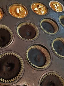 Use mini-muffin tins. Fill cups half way with chocolate mixture